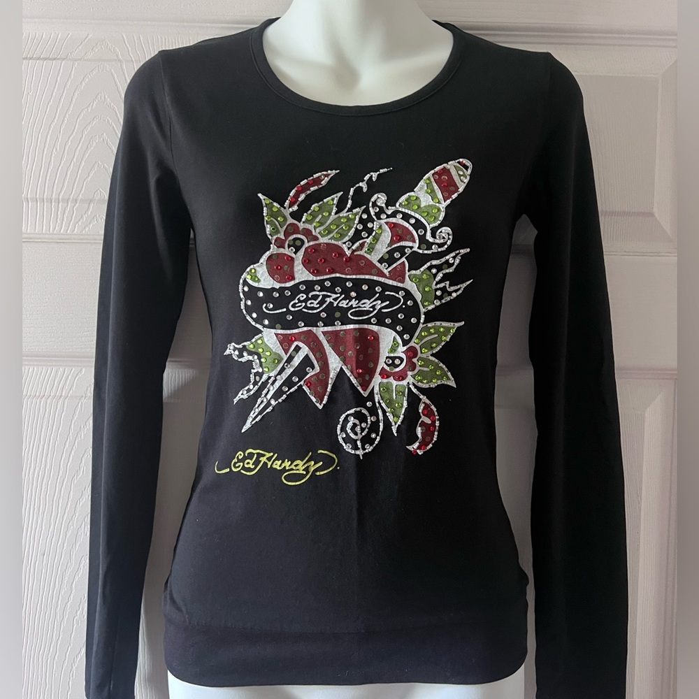 Ed Hardy Long Sleeve Top & Leather Vest bundle